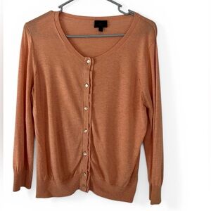 Banana Republic Size L Women's Orange Sherbet Color Silk Cashmere Blend Cardigan